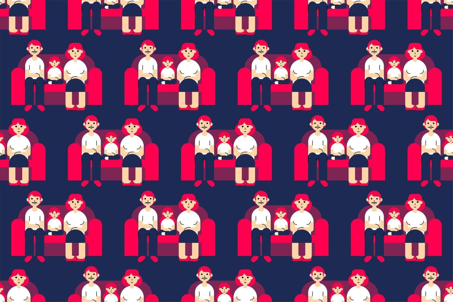Colorful seamless pattern background with family illustration vector