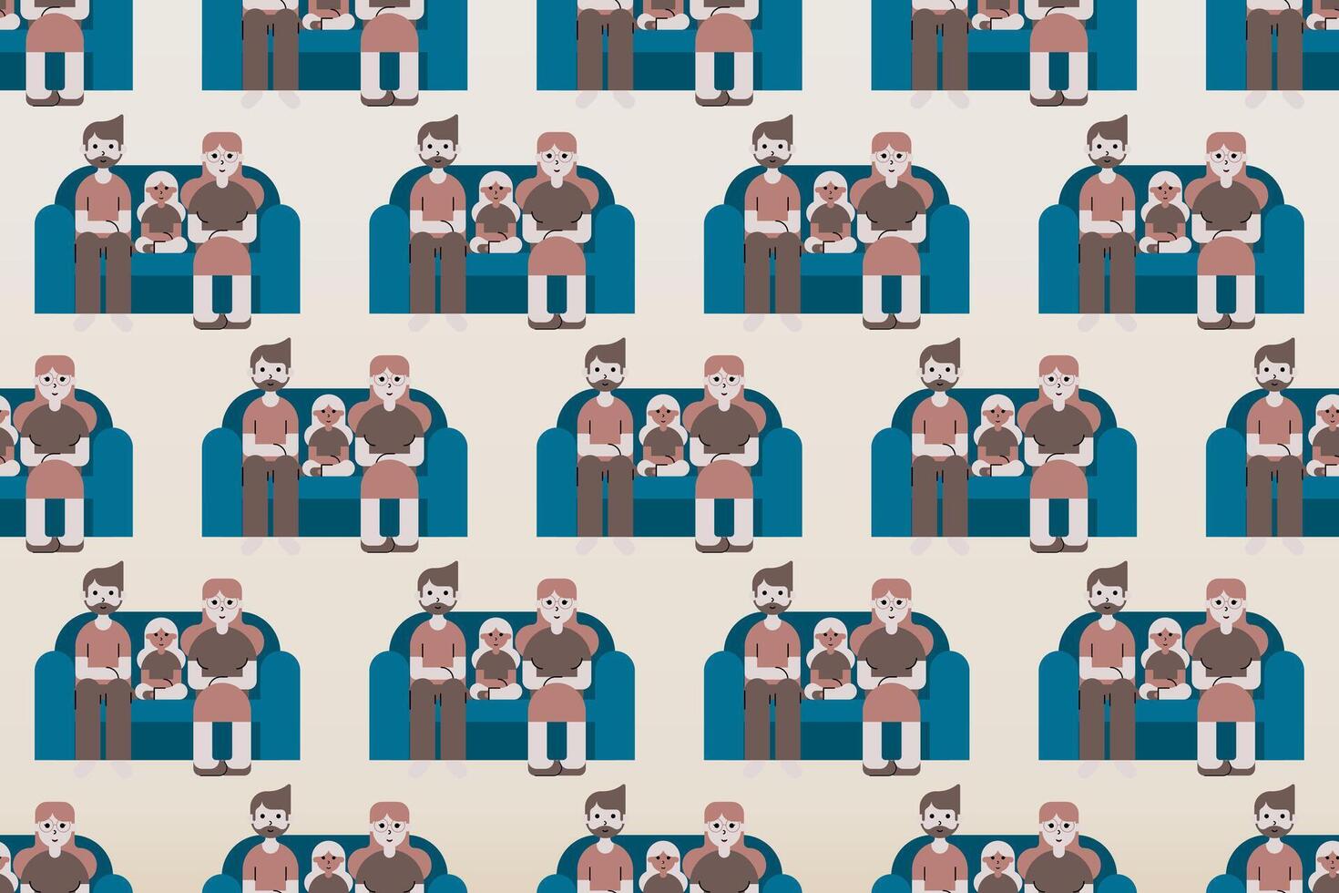Colorful seamless pattern background with family illustration vector