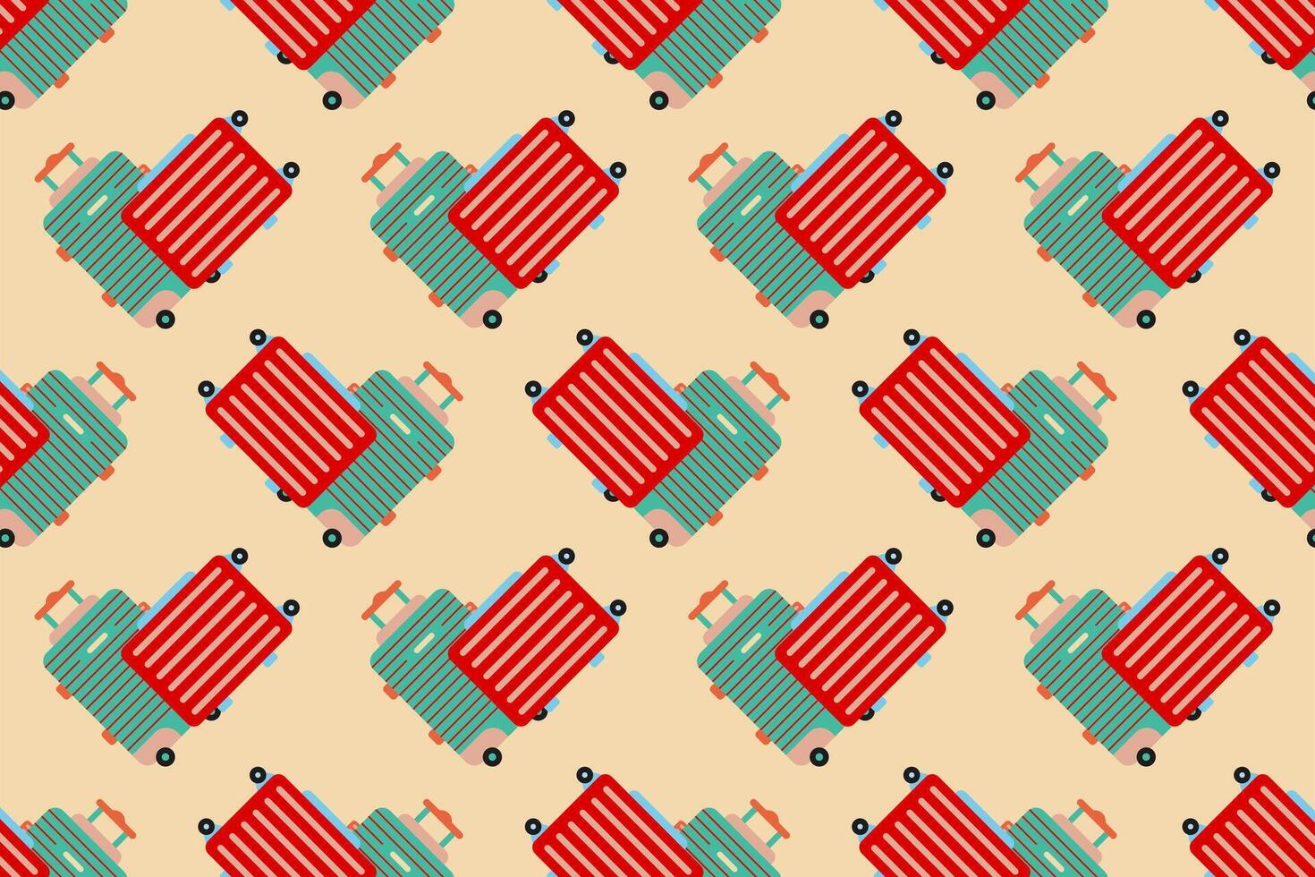Seamless pattern background with flat luggage icon vector