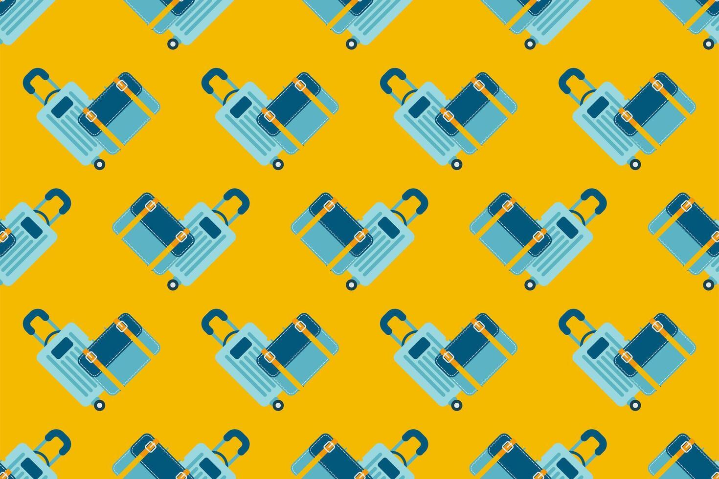 Seamless pattern background with flat luggage icon vector