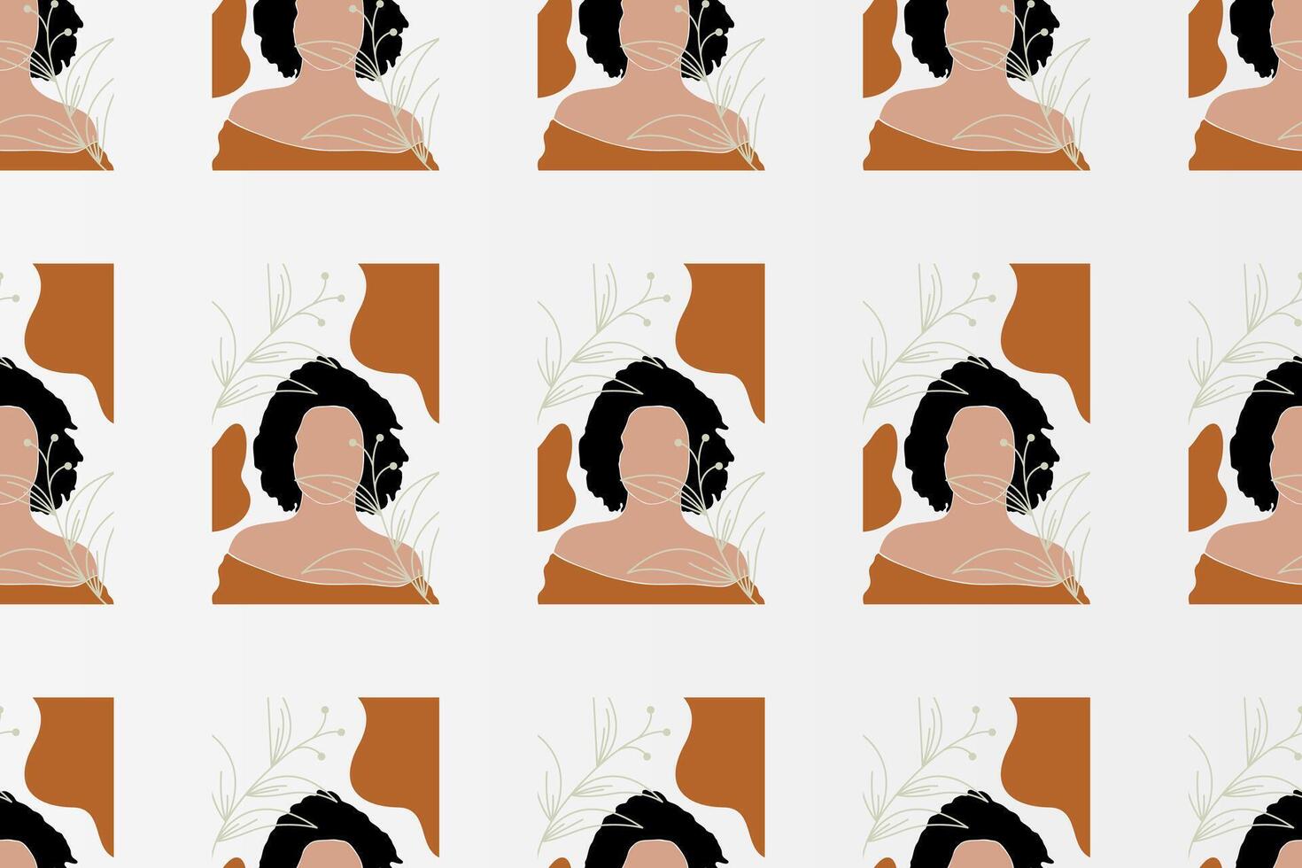 Floral girl seamless pattern illustration background vector