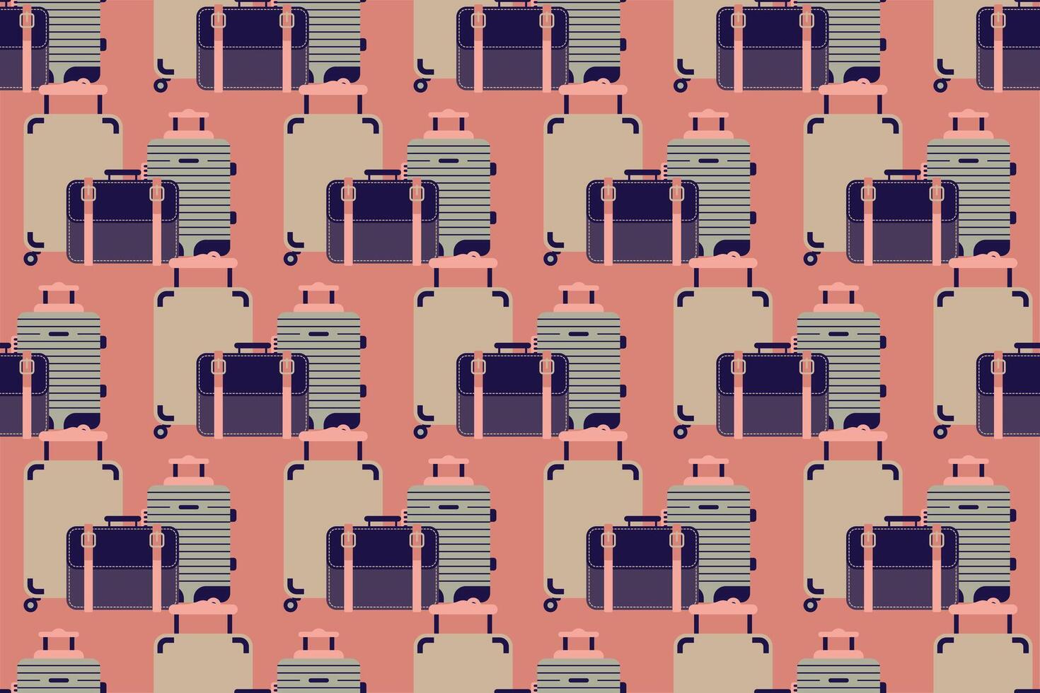 Seamless pattern background with flat luggage icon vector