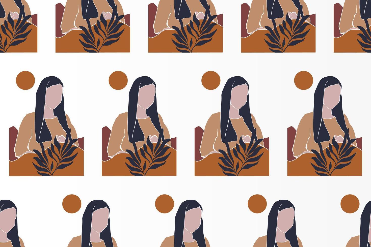 Floral girl seamless pattern illustration background vector