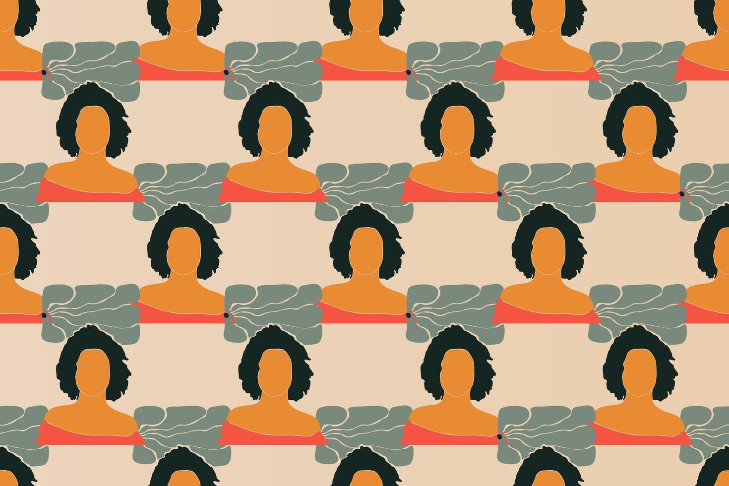 Floral girl seamless pattern illustration background vector