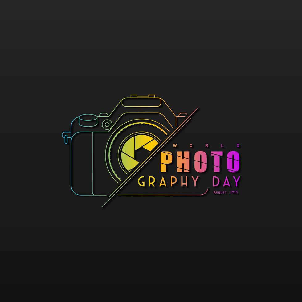 World photography day, August 19th, typography design with camera vector