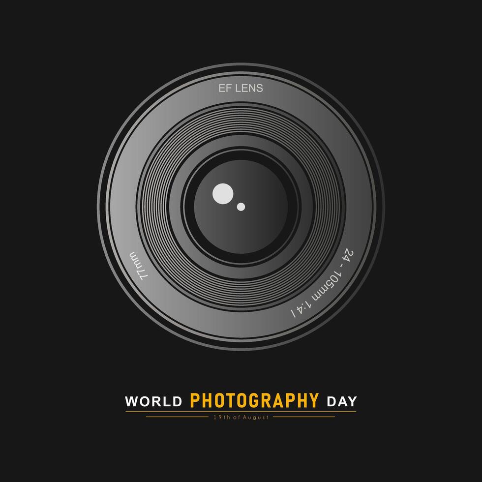 World photography day, August 19th, typography design with camera vector