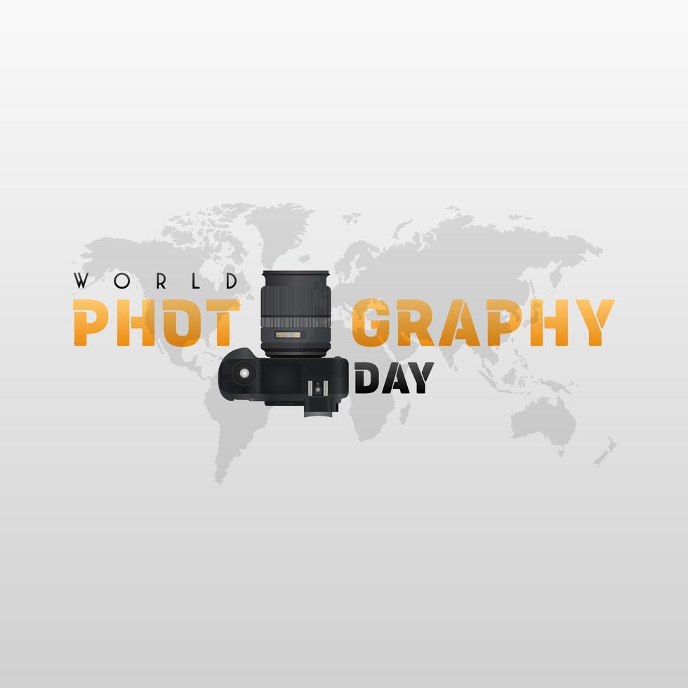 World photography day, August 19th, typography design with camera vector