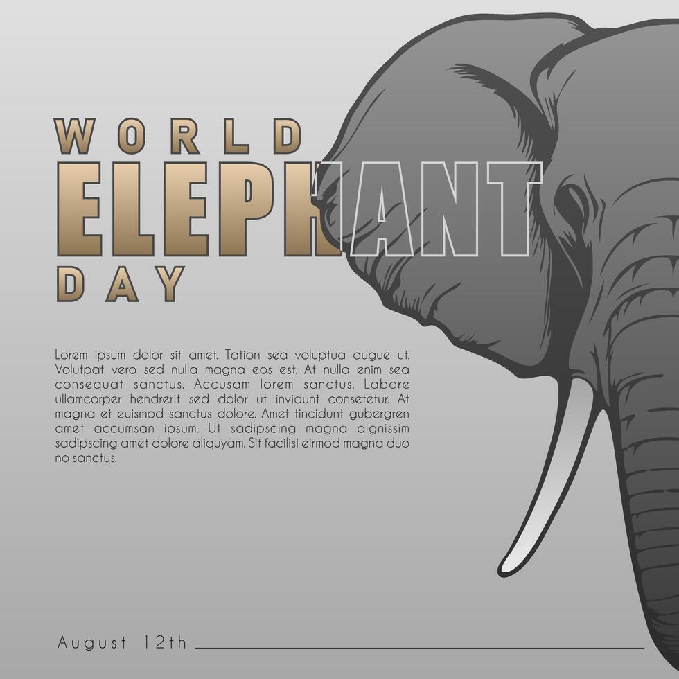 World elephant day. celebrated every year on August 12. Suitable for banner, poster, greeting card est vector