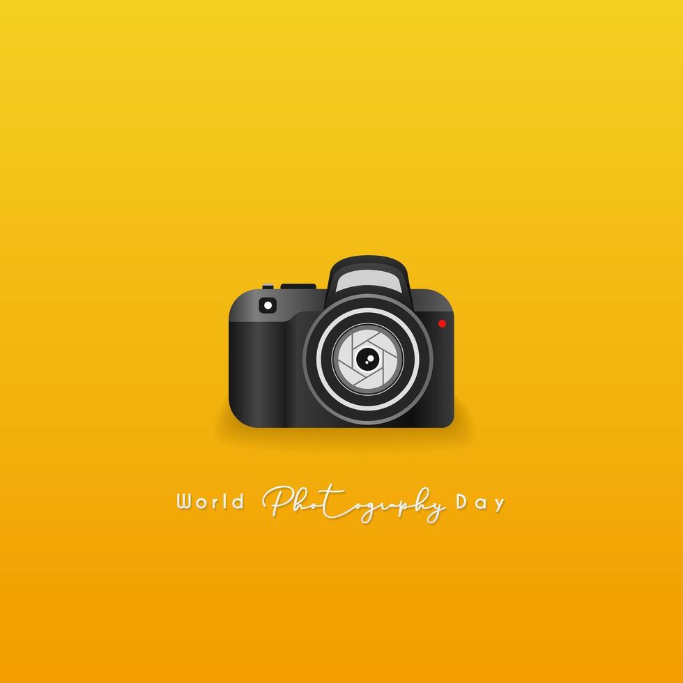 World photography day, August 19th, typography design with camera vector
