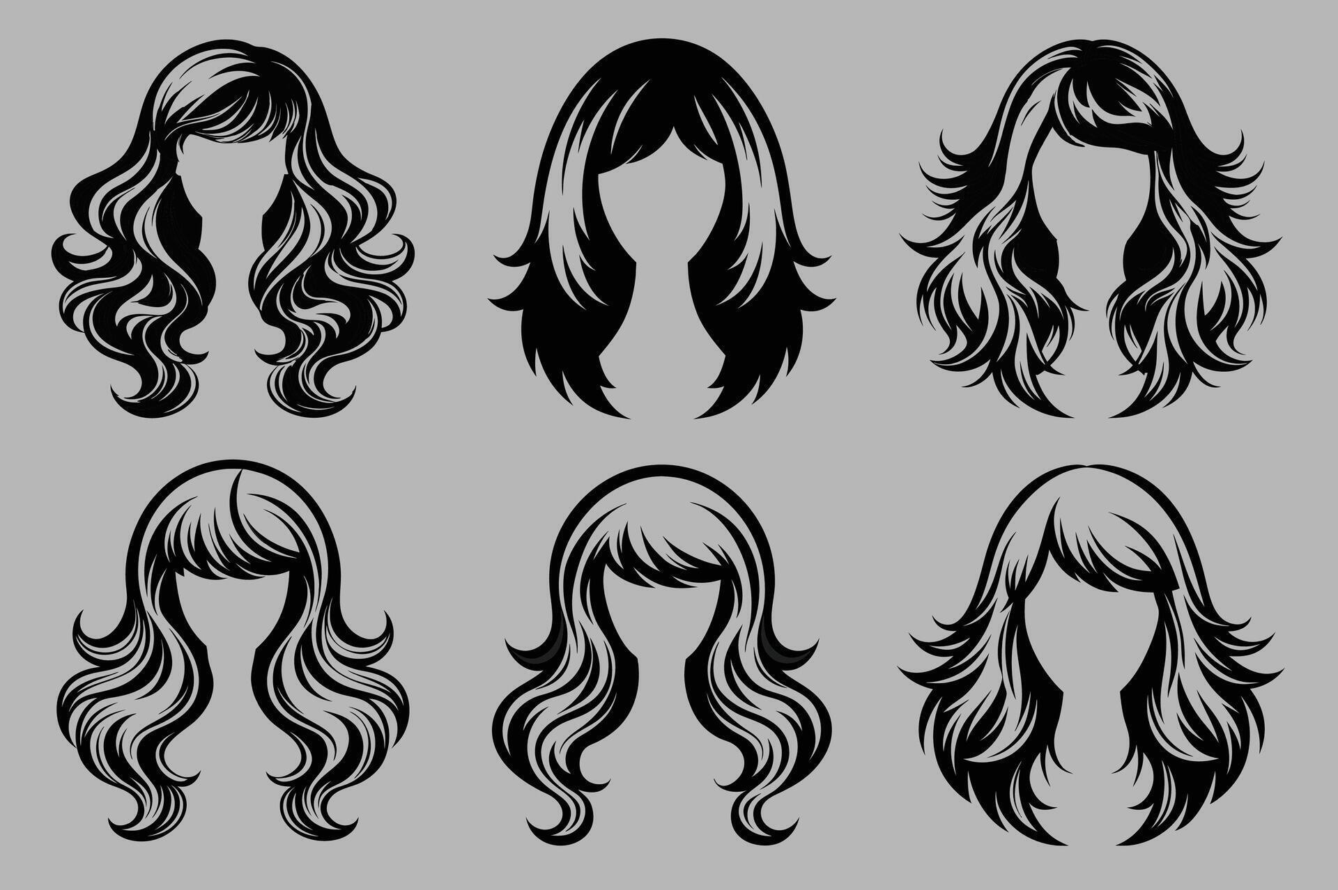 Elegant Silhouettes of Women's Hairstyles 47859867 Vector Art at Vecteezy