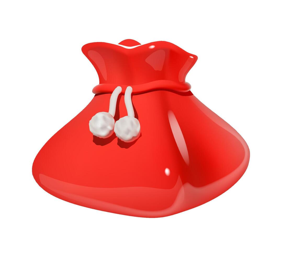3D Red Gift Bag with White Drawstrings vector
