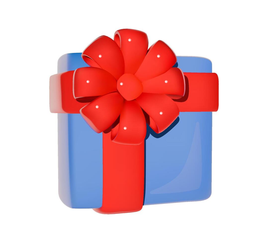 Blue gift box with red ribbon vector
