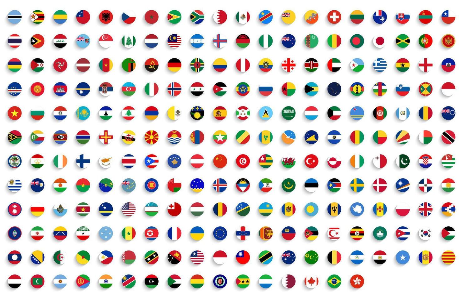 Flags of the world isolated on white background. vector