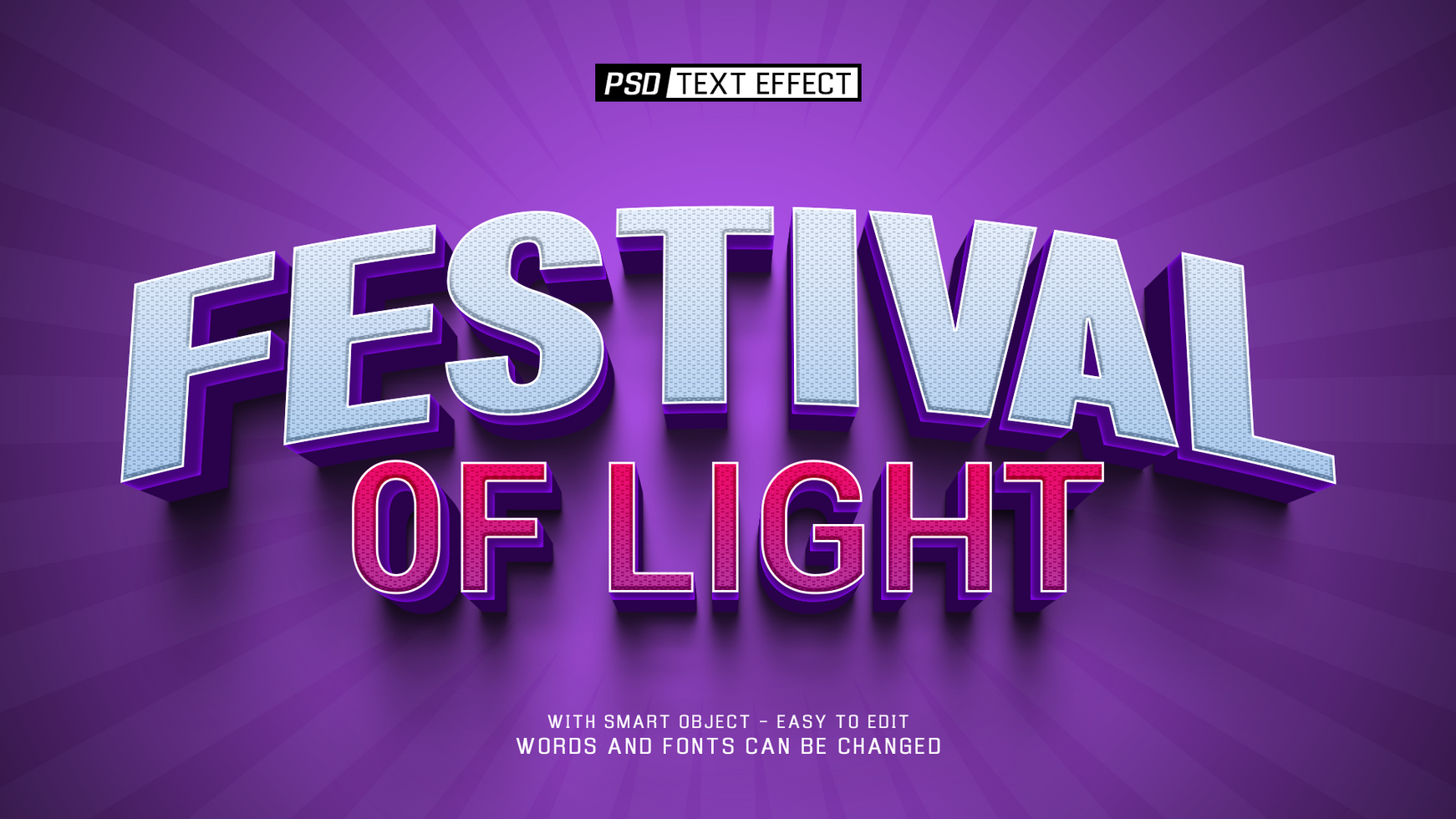 festival of light 3d text effect psd