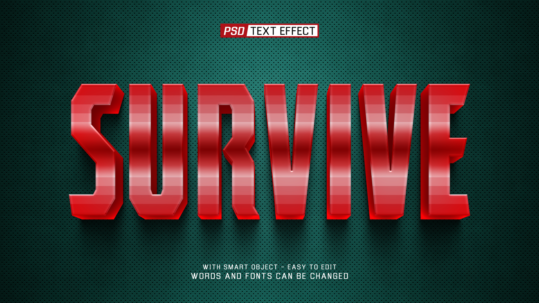 survive 3d text effect psd