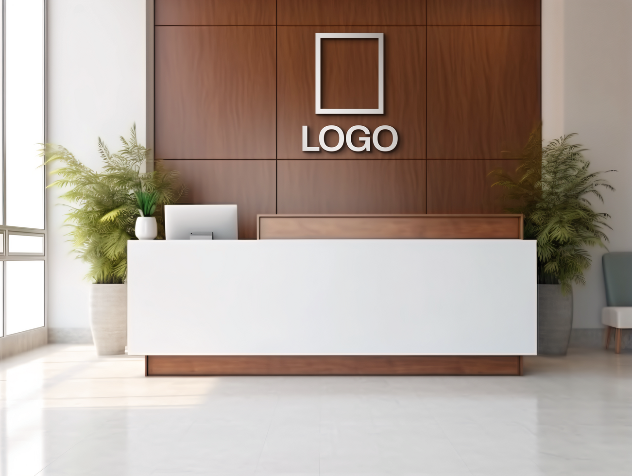 Logo mockup sign mockup design brand identity mockup company logo reception logo mockup branding psd