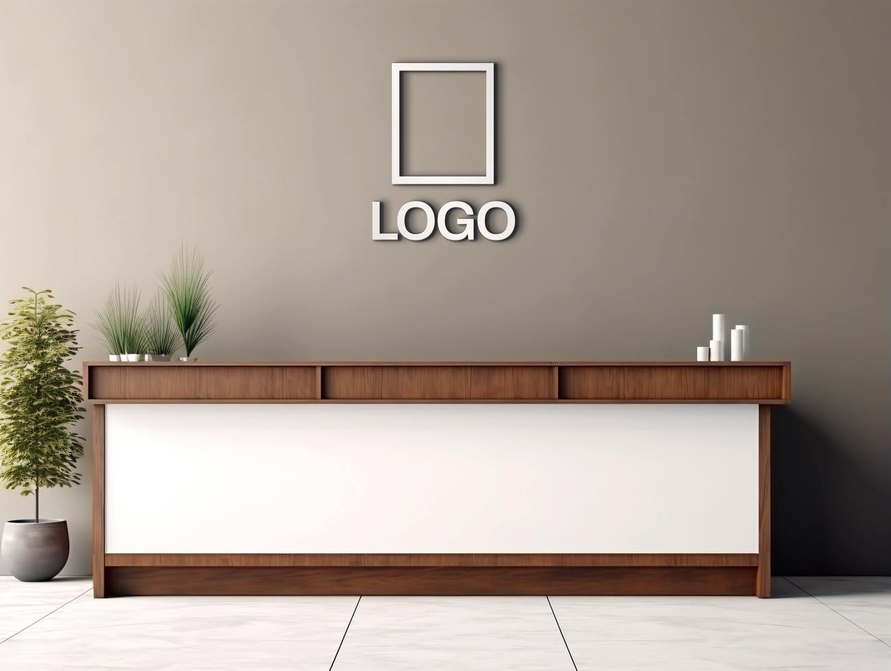 Logo mockup sign mockup design brand identity mockup company logo reception logo mockup branding psd
