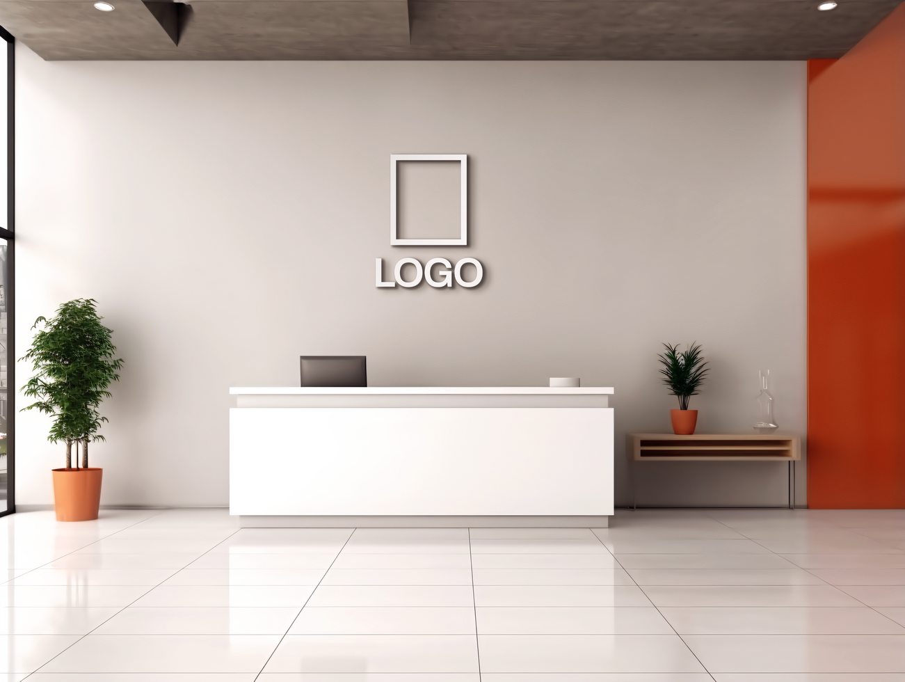 Logo mockup sign mockup design brand identity mockup company logo reception logo mockup branding psd