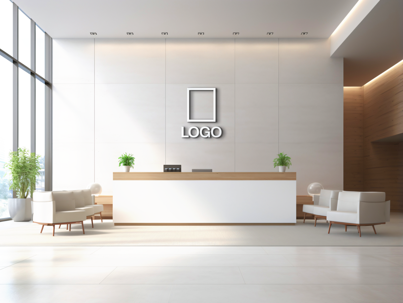 Logo mockup sign mockup design brand identity mockup company logo reception logo mockup branding psd