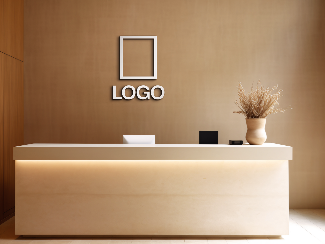 Logo mockup sign mockup design brand identity mockup company logo reception logo mockup branding psd