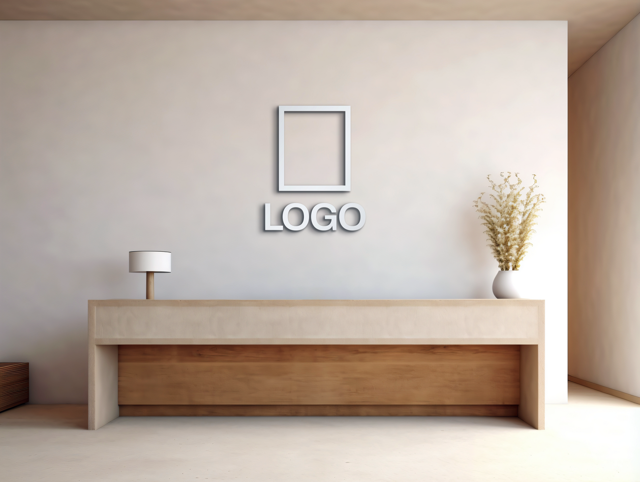 Logo mockup sign mockup design brand identity mockup company logo reception logo mockup branding psd
