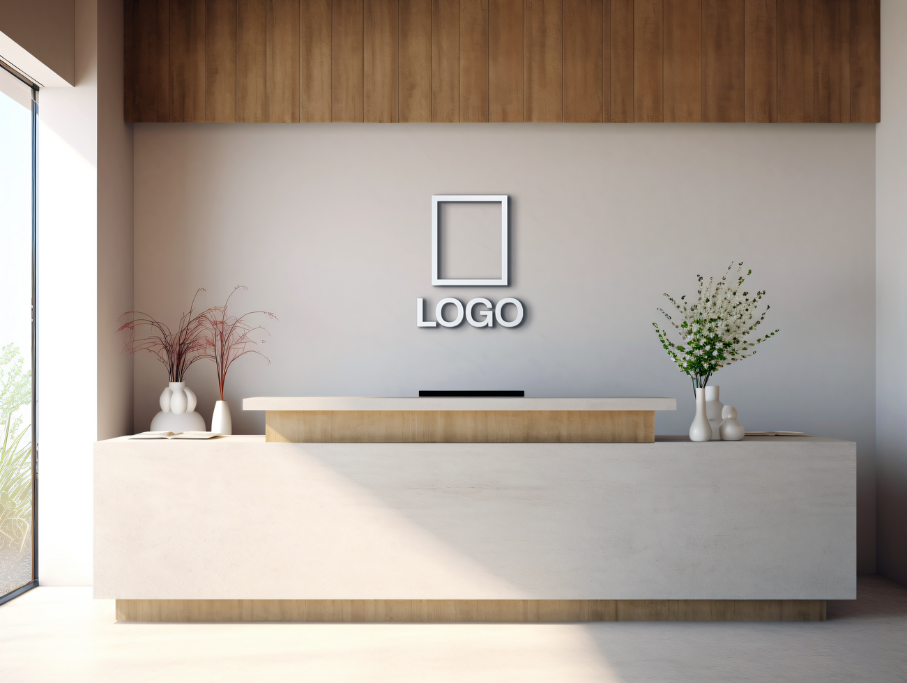 Logo mockup sign mockup design brand identity mockup company logo reception logo mockup branding psd