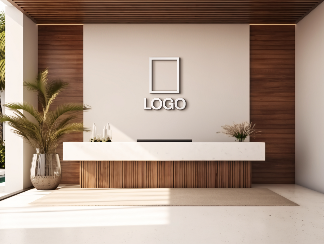 Logo mockup sign mockup design brand identity mockup company logo reception logo mockup branding psd