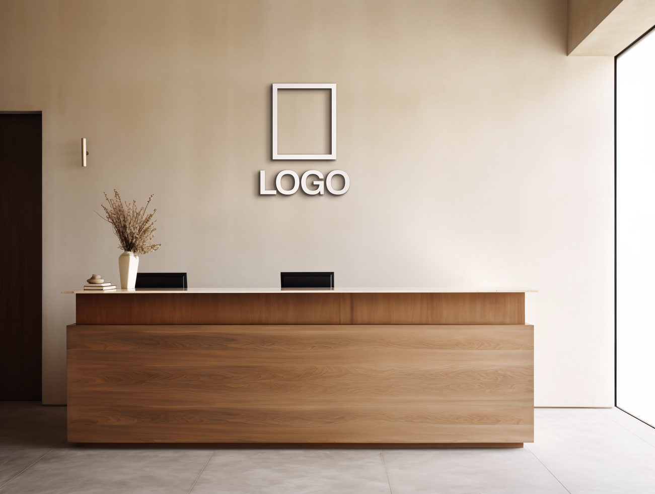 Logo mockup sign mockup design brand identity mockup company logo reception logo mockup branding psd