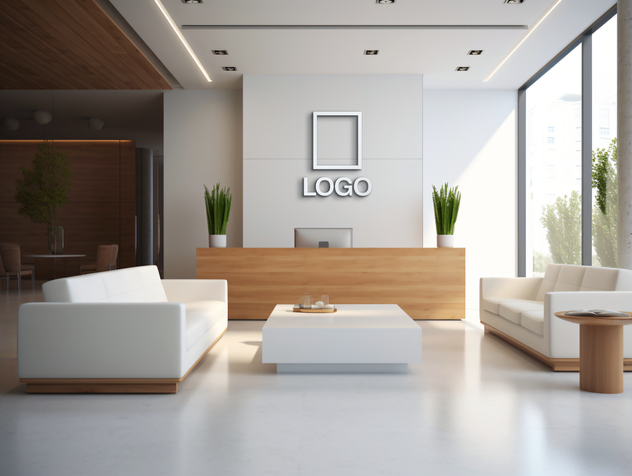 Logo mockup sign mockup design brand identity mockup company logo reception logo mockup branding psd