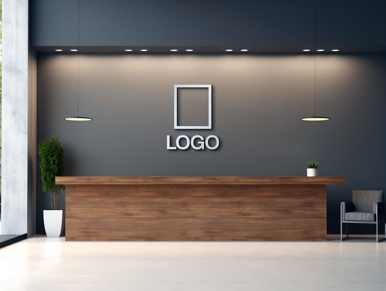 Logo mockup sign mockup design brand identity mockup company logo reception logo mockup branding psd