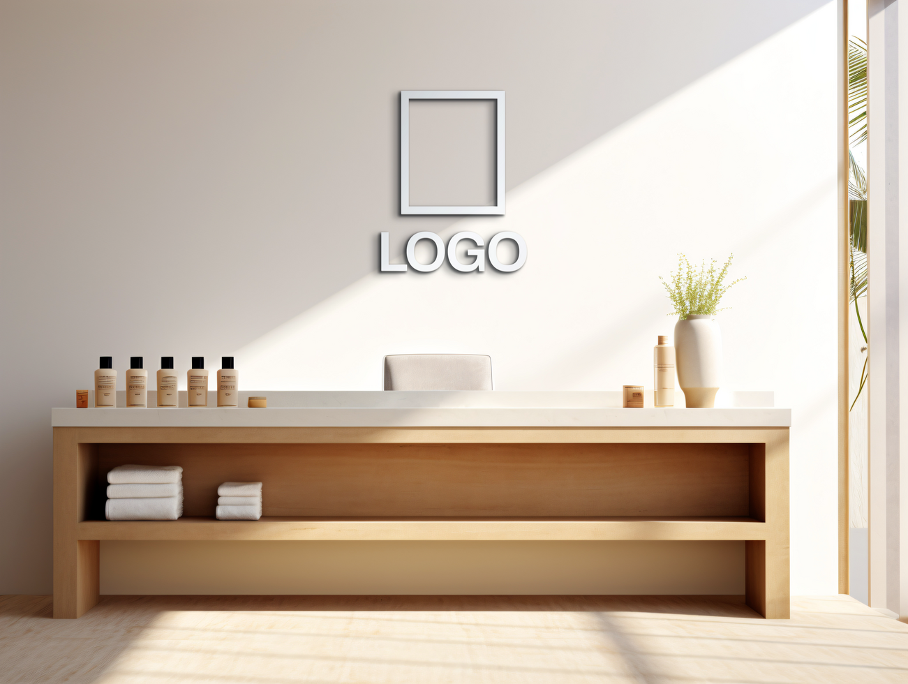Logo mockup sign mockup design brand identity mockup company logo reception logo mockup branding psd
