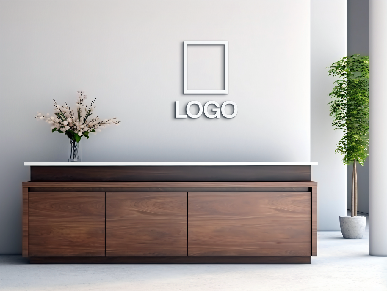 Logo mockup sign mockup design brand identity mockup company logo reception logo mockup branding psd