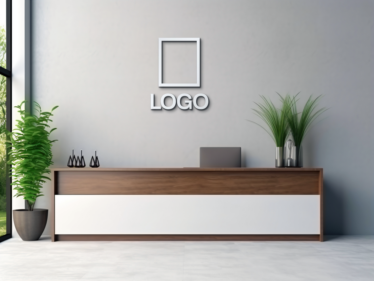 Logo mockup sign mockup design brand identity mockup company logo reception logo mockup branding psd