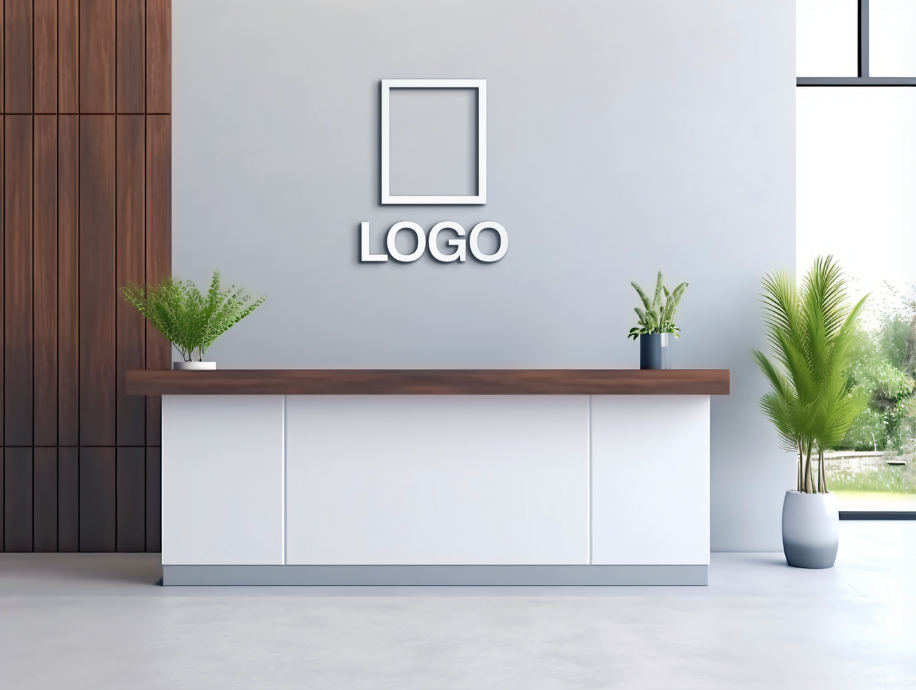Logo mockup sign mockup design brand identity mockup company logo reception logo mockup branding psd