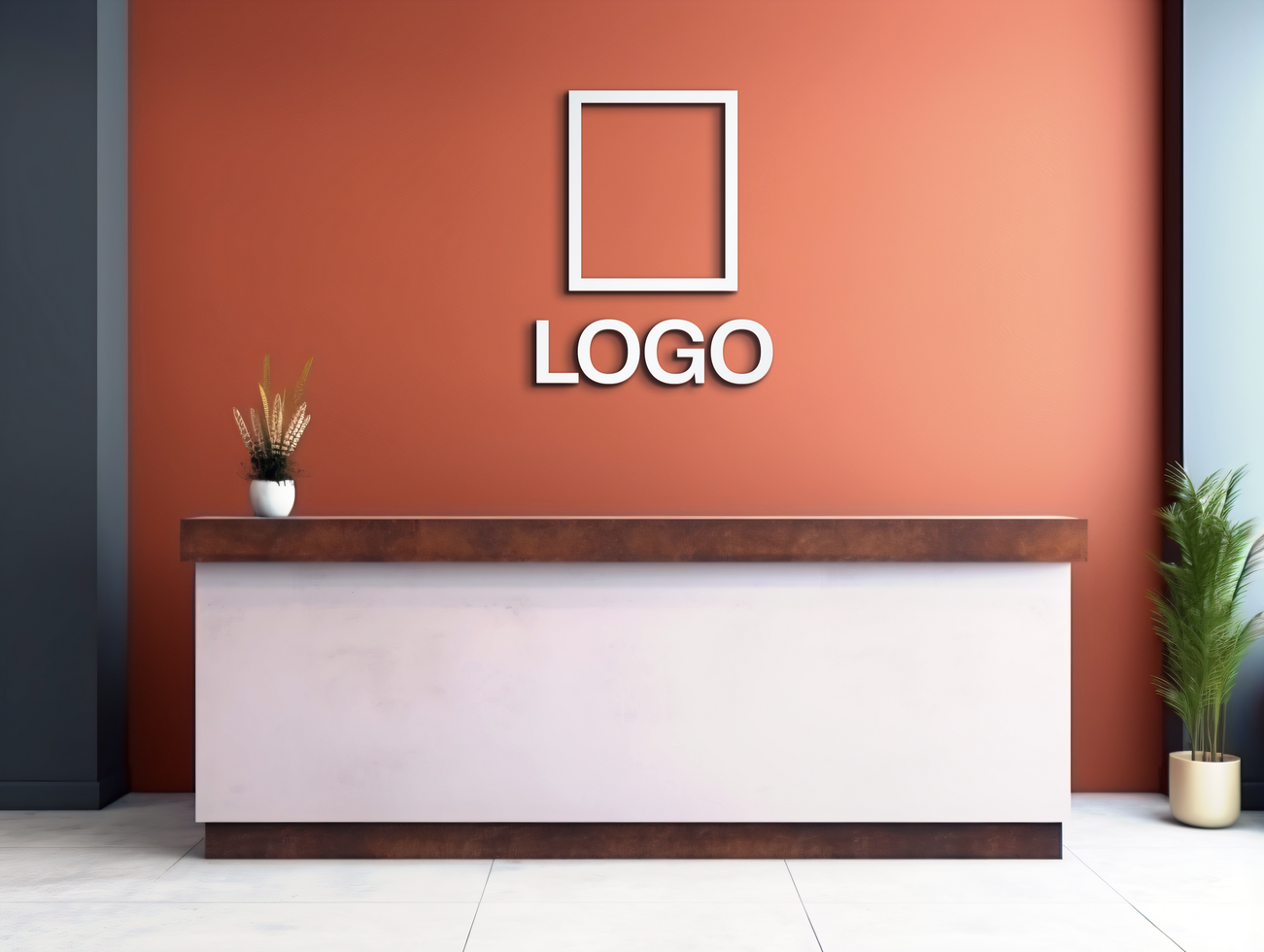 Logo mockup sign mockup design brand identity mockup company logo reception logo mockup branding psd