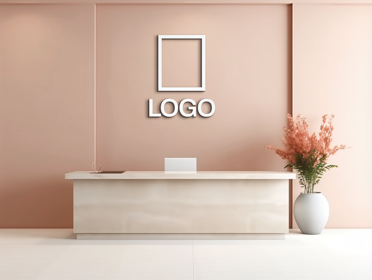 Logo mockup sign mockup design brand identity mockup company logo reception logo mockup branding psd