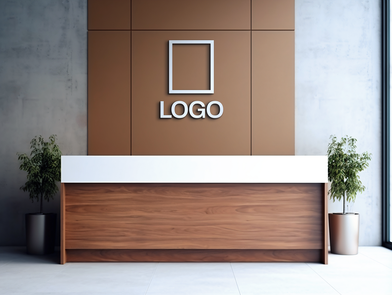 Logo mockup sign mockup design brand identity mockup company logo reception logo mockup branding psd
