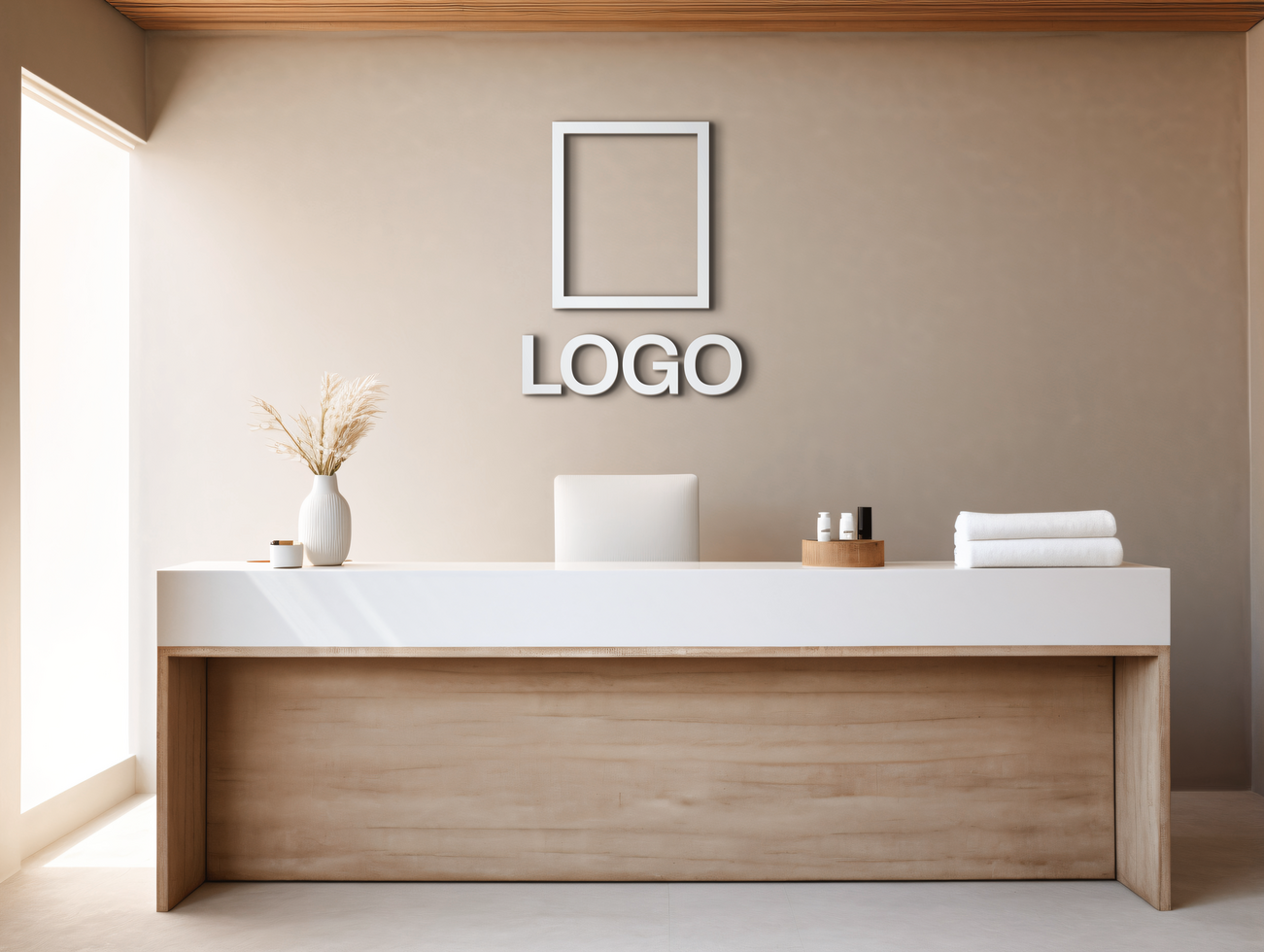 Logo mockup sign mockup design brand identity mockup company logo reception logo mockup branding psd