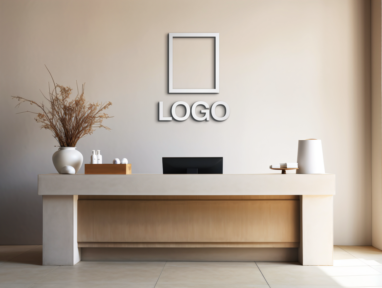 Logo mockup sign mockup design brand identity mockup company logo reception logo mockup branding psd