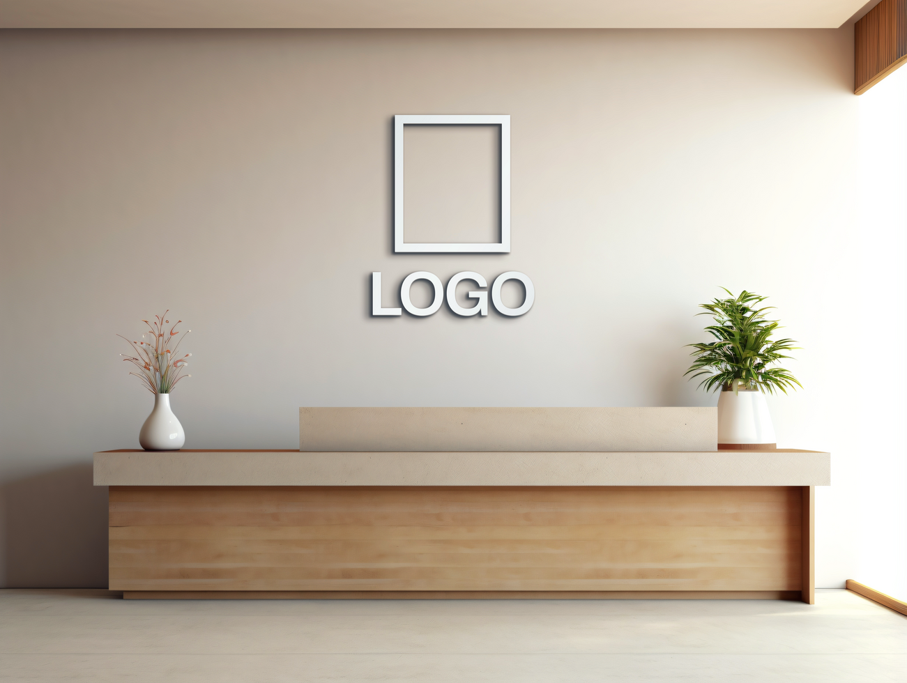 Logo mockup sign mockup design brand identity mockup company logo reception logo mockup branding psd