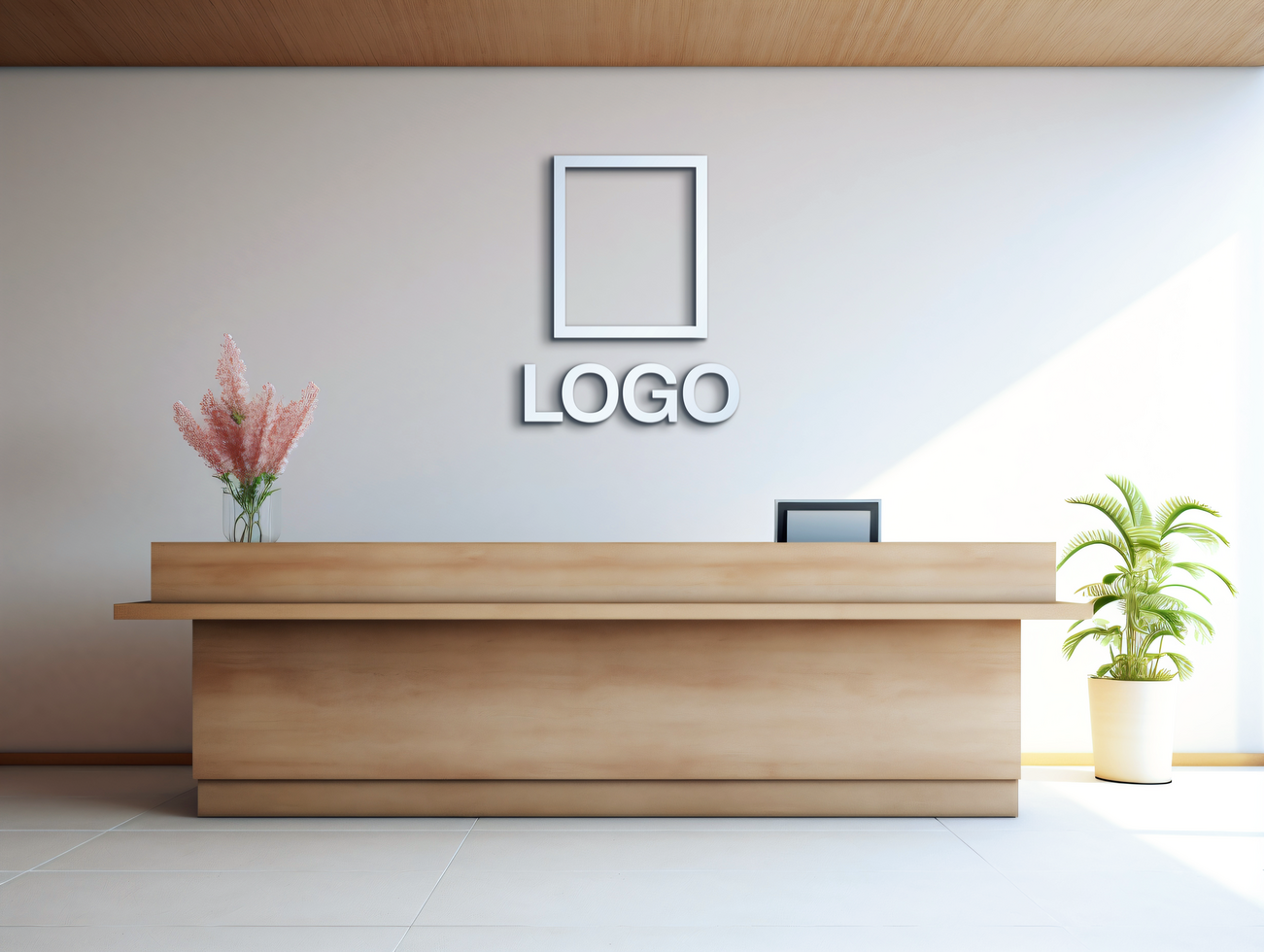 Logo mockup sign mockup design brand identity mockup company logo reception logo mockup branding psd