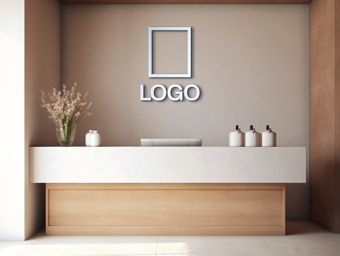 Logo mockup sign mockup design brand identity mockup company logo reception logo mockup branding psd