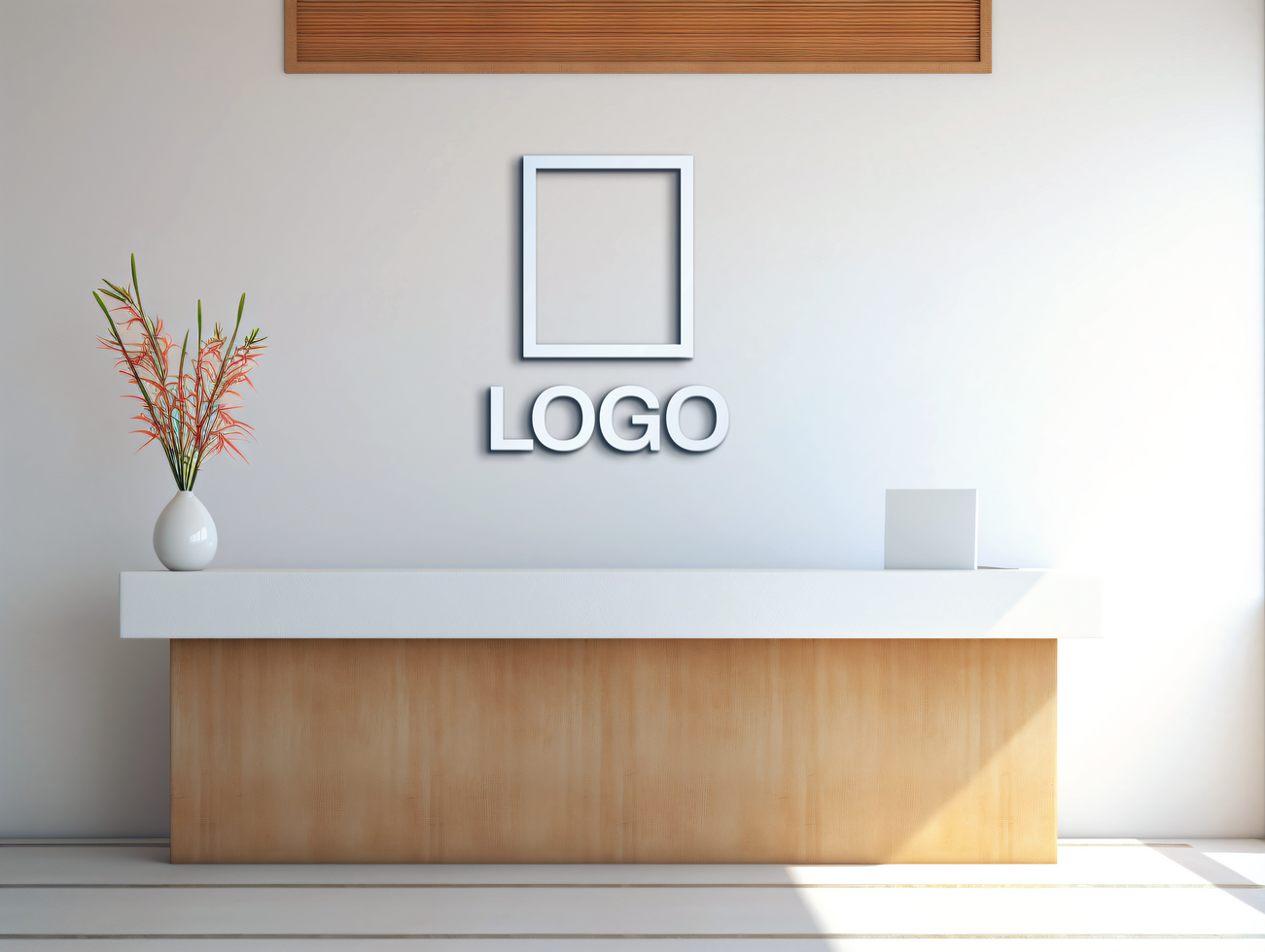 Logo mockup sign mockup design brand identity mockup company logo reception logo mockup branding psd