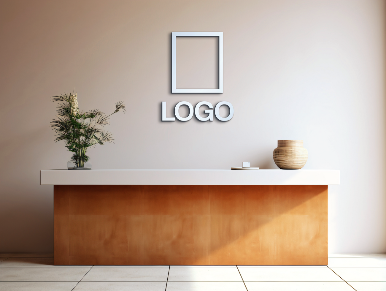 Logo mockup sign mockup design brand identity mockup company logo reception logo mockup branding psd