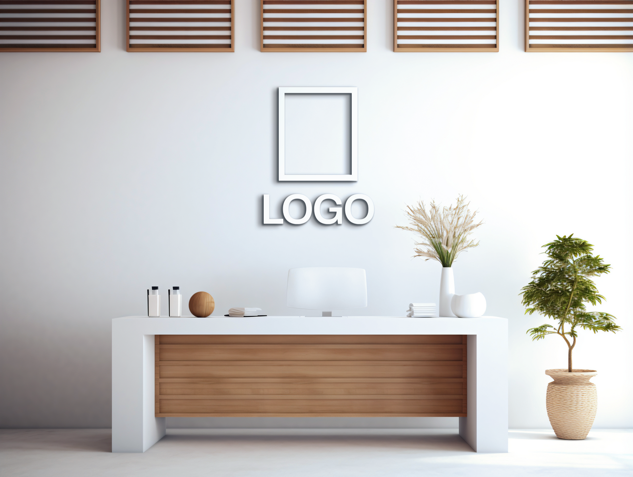 Logo mockup sign mockup design brand identity mockup company logo reception logo mockup branding psd