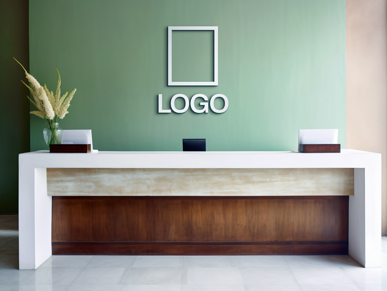 Logo mockup sign mockup design brand identity mockup company logo reception logo mockup branding psd