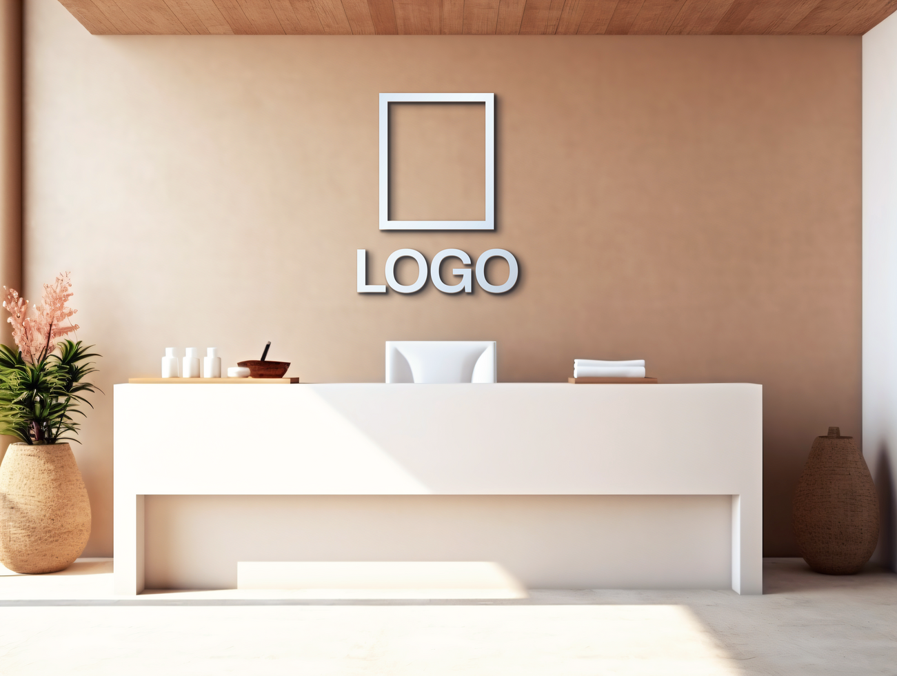 Logo mockup sign mockup design brand identity mockup company logo reception logo mockup branding psd