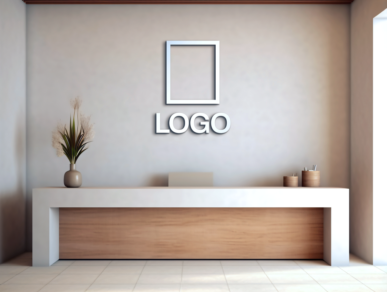 Logo mockup sign mockup design brand identity mockup company logo reception logo mockup branding psd
