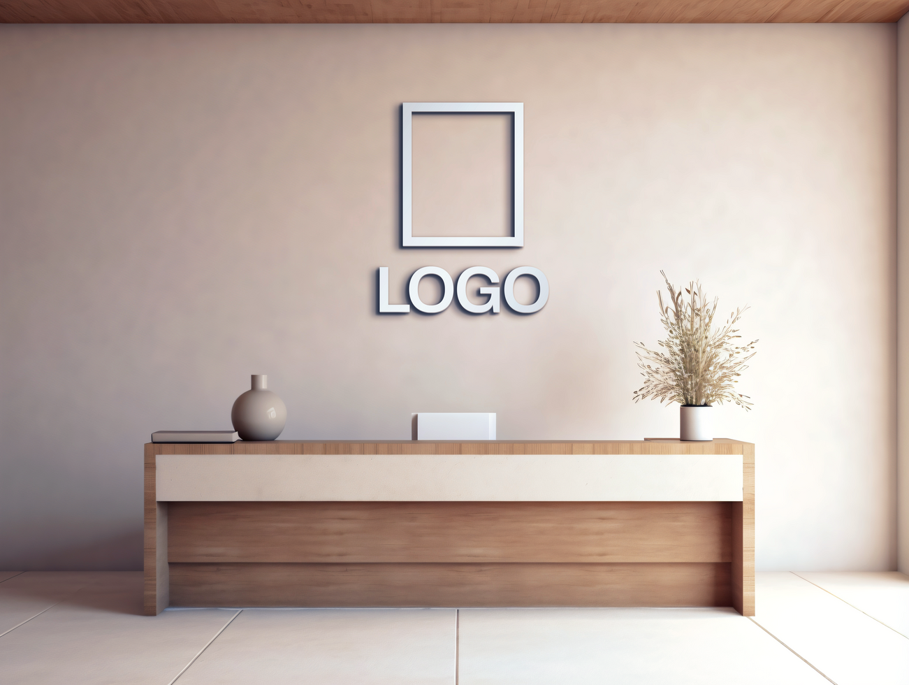 Logo mockup sign mockup design brand identity mockup company logo reception logo mockup branding psd
