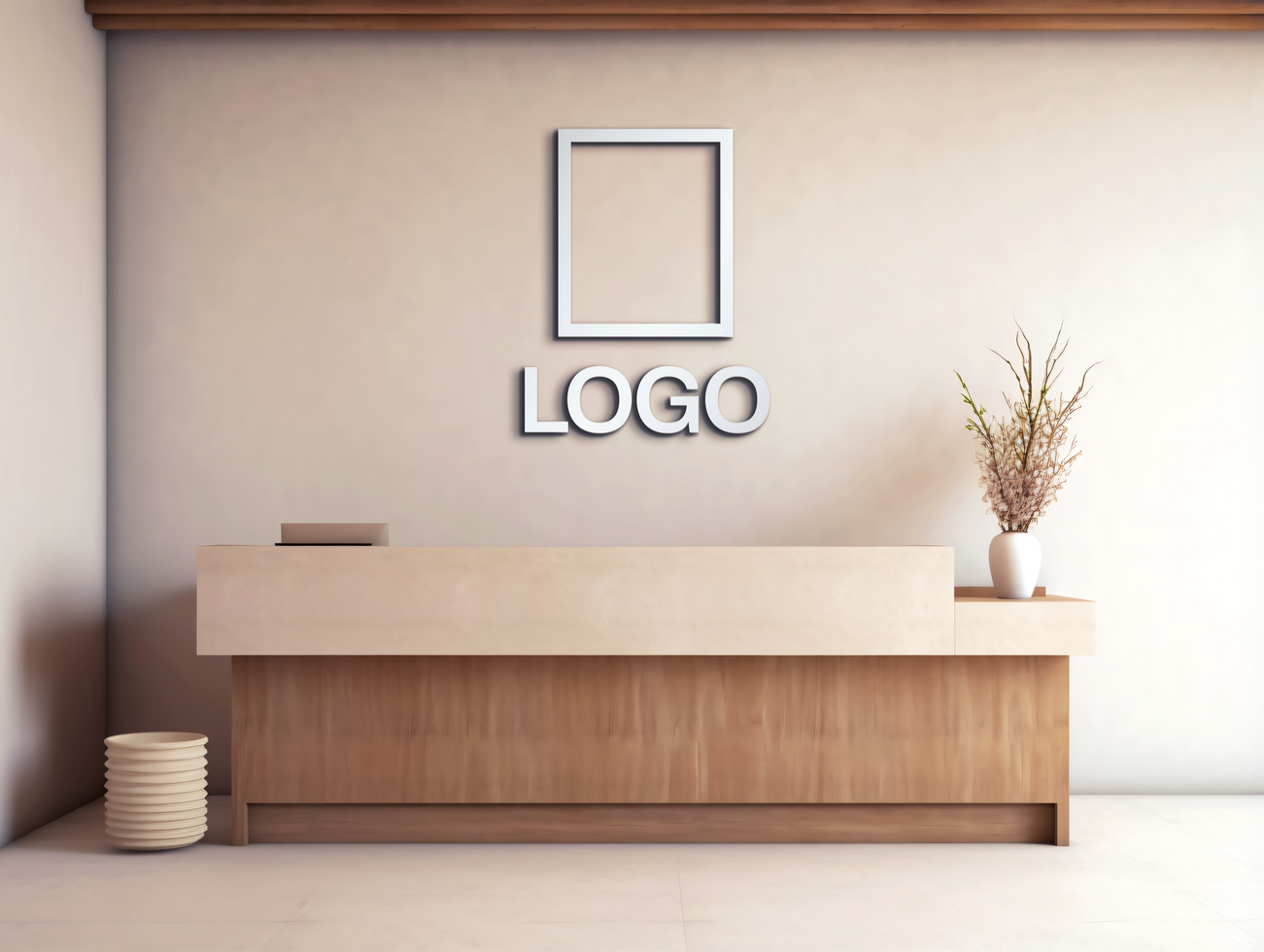 Logo mockup sign mockup design brand identity mockup company logo reception logo mockup branding psd